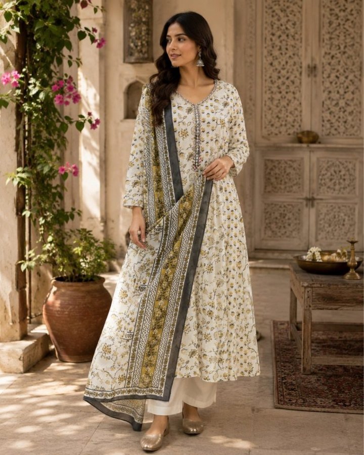 White floral suit set