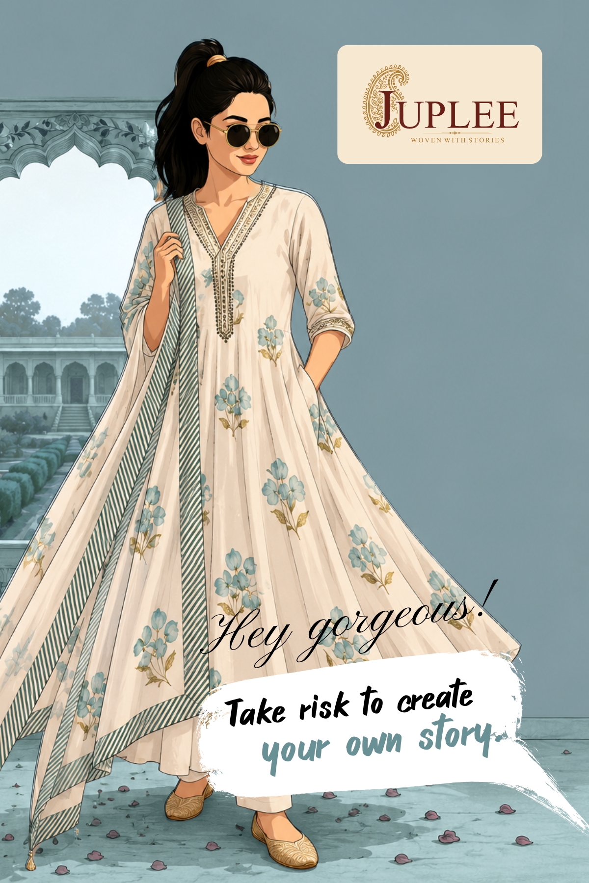 KOMAL – Floral Anarkali Suit Set