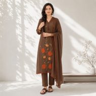 DHARA Floral Embroidered Straight Suit Set