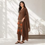 DHARA – Floral Embroidered Straight Suit Set - Image 5