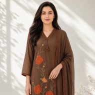 DHARA – Floral Embroidered Straight Suit Set - Image 3