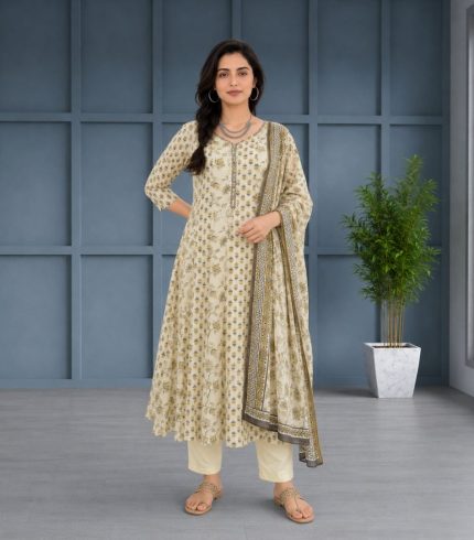 AVNI Ivory Anarkali Suit Set