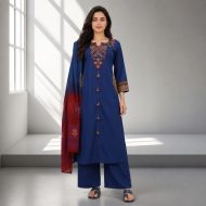 VAANI – Royal Blue Straight Suit Set