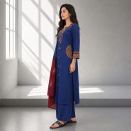 VAANI – Royal Blue Straight Suit Set - Image 5