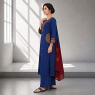VAANI Royal Blue Straight Suit Set