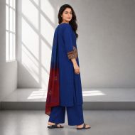 VAANI – Royal Blue Straight Suit Set - Image 4