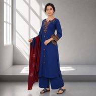 VAANI Royal Blue Straight Suit Set