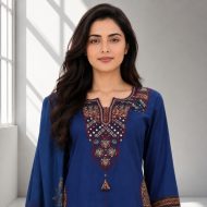 VAANI – Royal Blue Straight Suit Set - Image 2