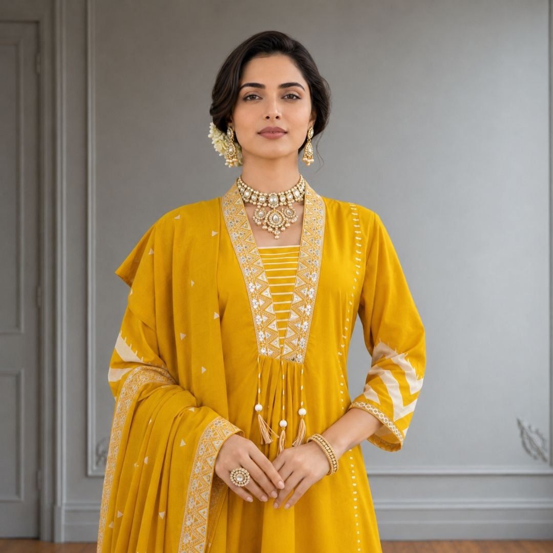 SITAARA Mustard A-Line Suit Set