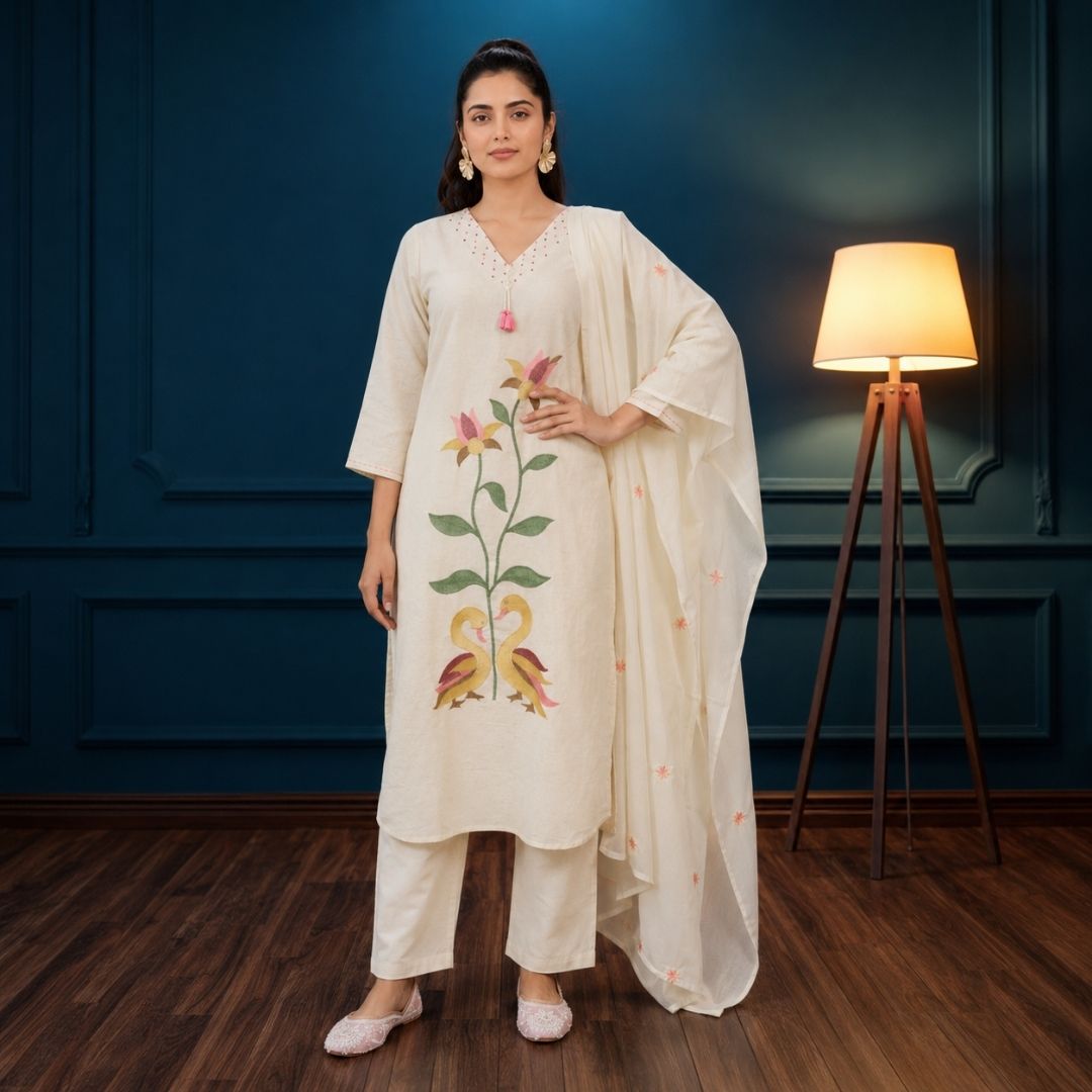 139KATHA – Ivory Straight Suit Set KATHA ivory straight suit set by Juplee