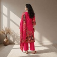 RUBAAB Fuchsia Pink Straight Suit Set