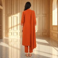GANGA Rust Embroidered Straight Suit Set