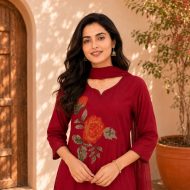 Laila- Embroidered Straight Kurta Set - Image 2