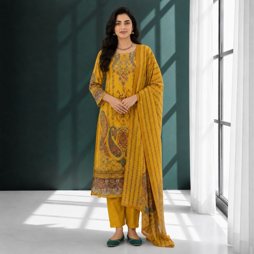 SAACHI Mustard Straight Suit Set