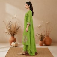 NYRA - Olive Green Embroidered Suit Set - Image 5