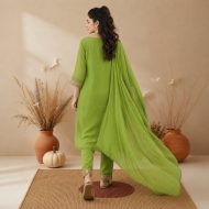NYRA - Olive Green Embroidered Suit Set - Image 3