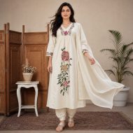 NAYAB - Ivory Anarkali Suit Set