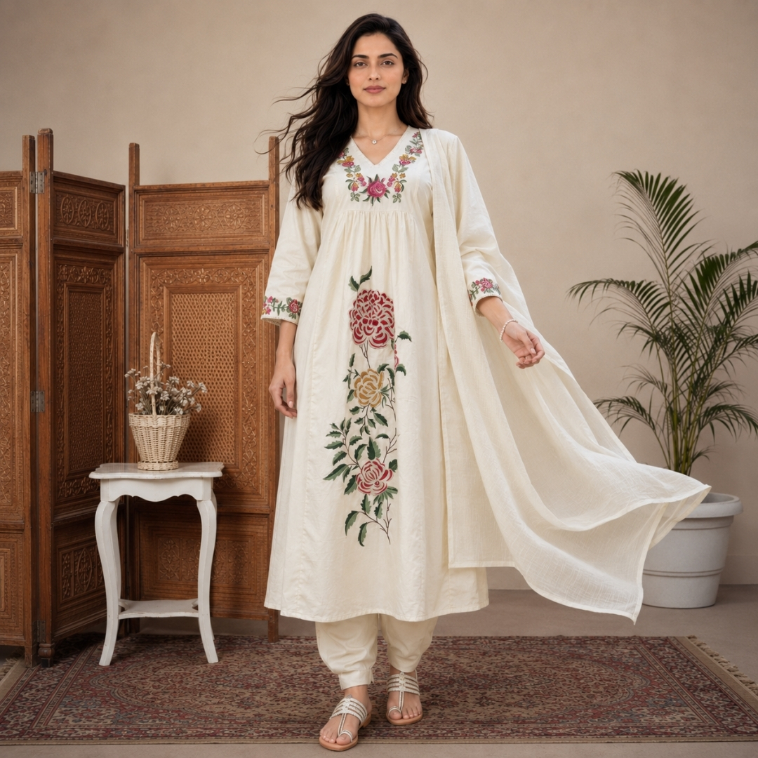 26 NAYAB - Ivory Anarkali Suit Set - Image 1