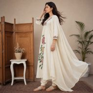 NAYAB - Ivory Anarkali Suit Set - Image 4