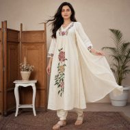 NAYAB - Ivory Anarkali Suit Set - Image 3