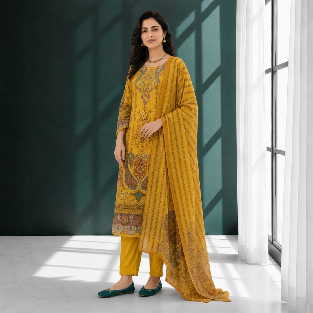 SAACHI Mustard Straight Suit Set