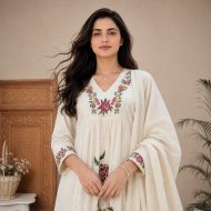 NAYAB - Ivory Anarkali Suit Set - Image 2