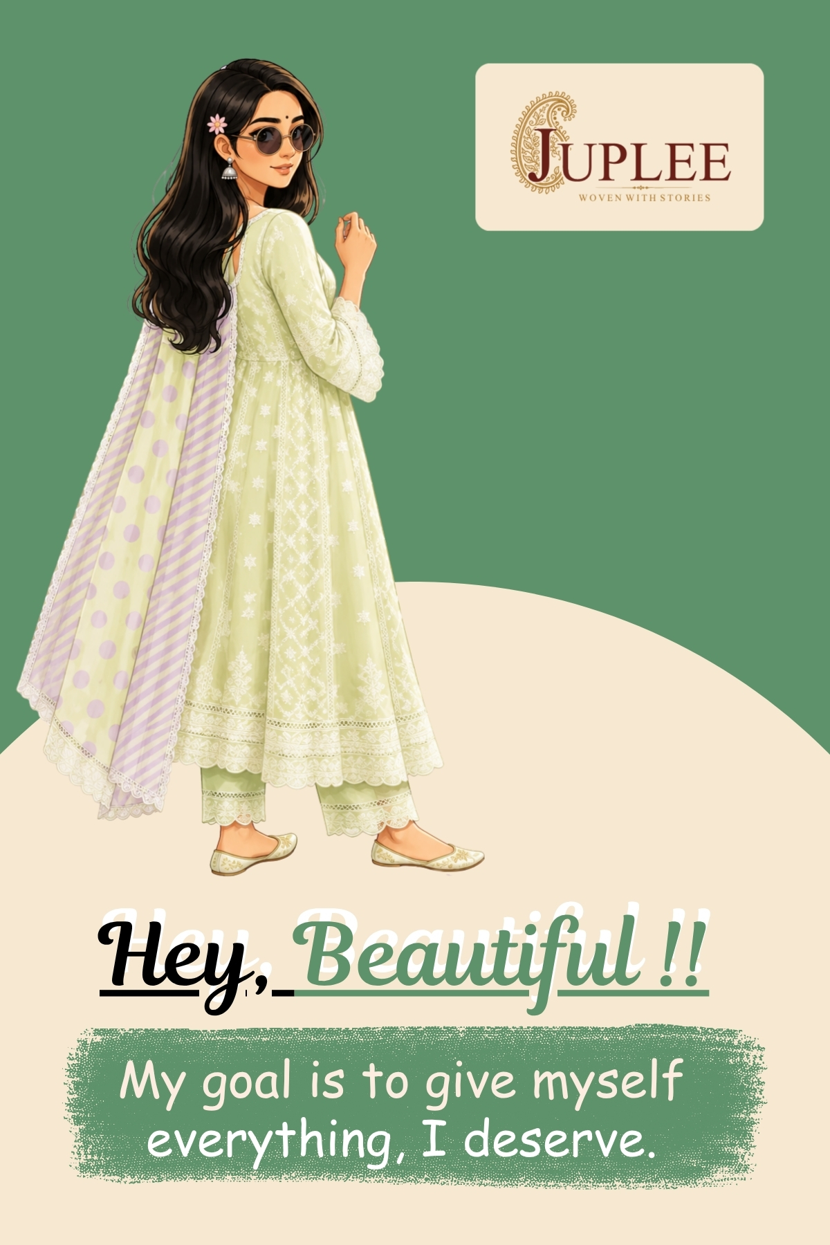 HOOR – Pastel Green Embroidered Anarkali Suit Set
