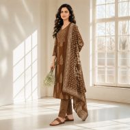 HEER – Brown Printed Straight Suit Set - Image 4