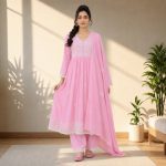 AASHNA – Pink Embroidered Anarkali Suit Set