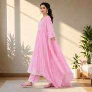 AASHNA – Pink Embroidered Anarkali Suit Set - Image 5