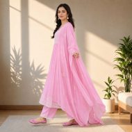 AASHNA Pink Embroidered Anarkali Suit Set