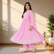 AASHNA Pink Embroidered Anarkali Suit Set
