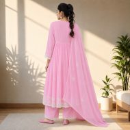 AASHNA – Pink Embroidered Anarkali Suit Set - Image 3