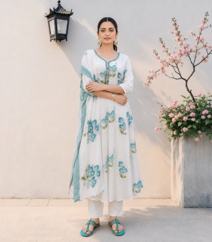 KOMAL Floral Anarkali Suit Set