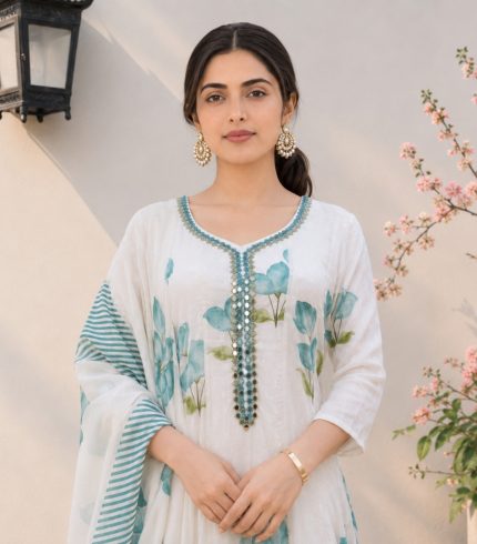 KOMAL – Floral Anarkali Suit Set