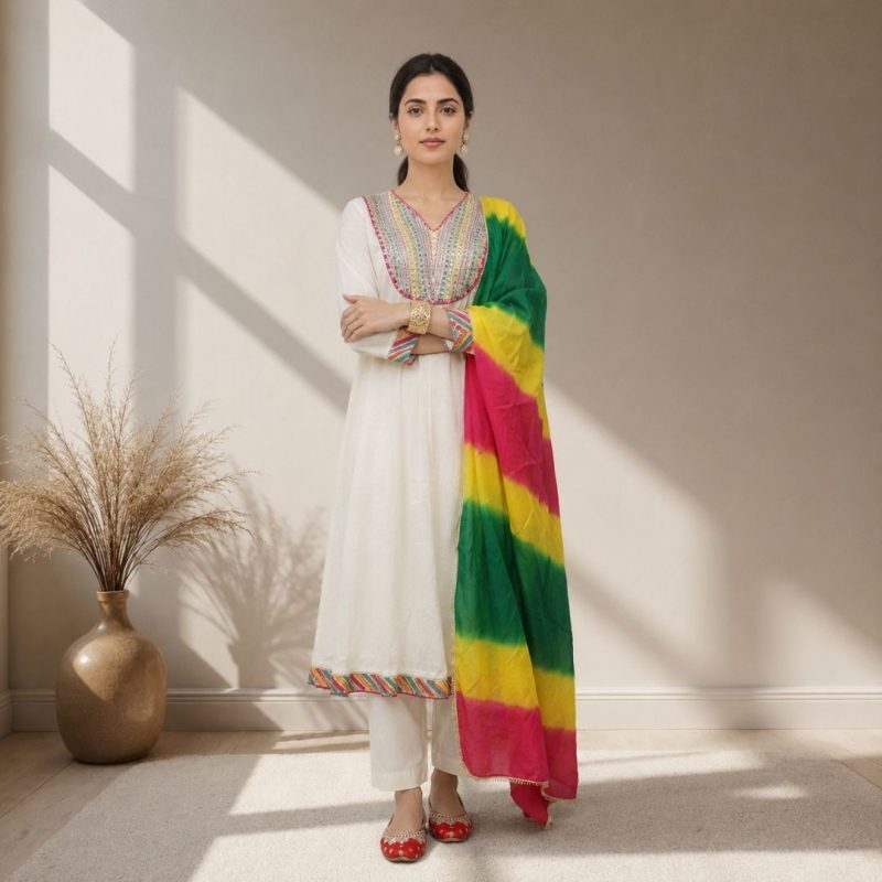 HANSHIKA - Ivory Anarkali Suit Set