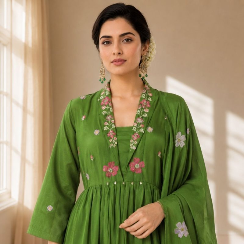 RUHI - Green Anarkali Suit Set