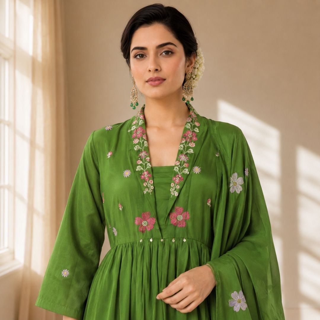 RUHI - Green Anarkali Suit Set