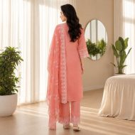 KARIGARI - Peach Embroidered Suit Set