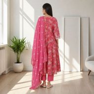 BUNAVAT - Pink Anarkali Suit Set