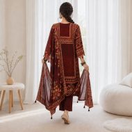 SHANVIKA - Maroon Crepe Suit Set