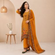 AAROHI - Mustard Crepe A-Line Suit Set