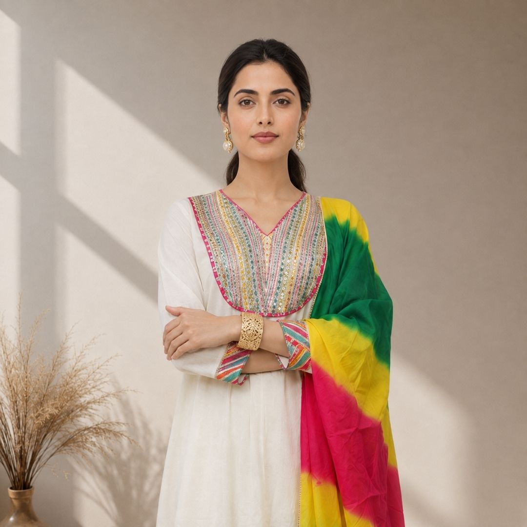 HANSHIKA - Ivory Anarkali Suit Set