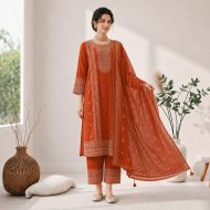 ROSHNI - Rust Straight Fit Suit Set