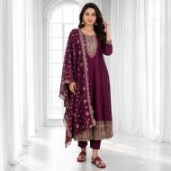 AARVI - Wine Anarkali Suit Set