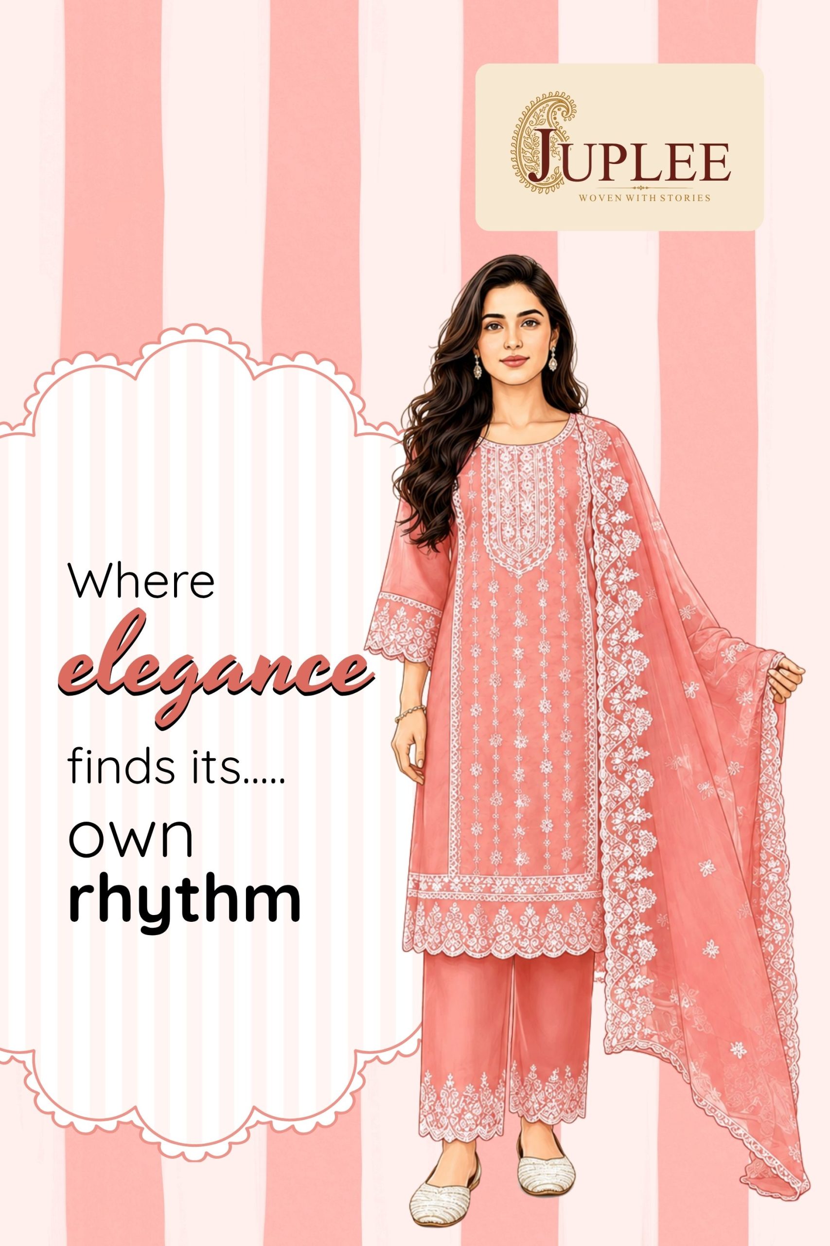 KARIGARI - Peach Embroidered Suit Set