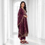 AARVI - Wine Anarkali Suit Set