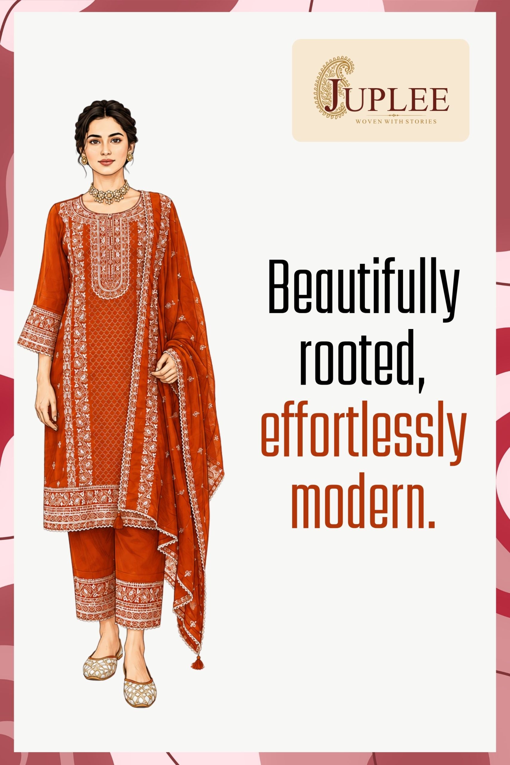 ROSHNI - Rust Straight Fit Suit Set