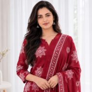 PAYAL - Red Straight Suit Set - Image 5
