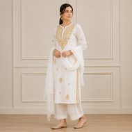 CHANDNI - White Straight Suit Set - Image 3